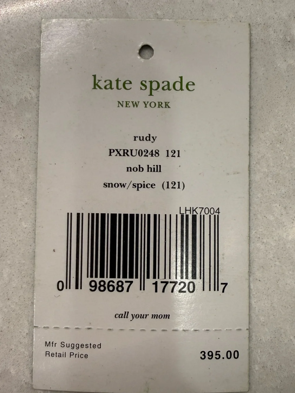 Kate Spade Rudy Nob Hill PXRU0248 Snow/Spice Pebbled Leather Tote w/Dust Bag